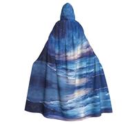 WZYCWB Capa de decoración de fiesta de adultos con estampado Late Night Coastline, capa con capucha de Halloween, unisex, Halloween, carnaval, bailes de máscaras, juego de rol