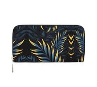 WZYCWB Cartera con cremallera estampada de hojas en la oscuridad, perfecta para viajes, negocios y uso diario. Capacidad para teléfonos celulares y dinero en efectivo.