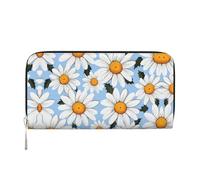 WZYCWB Cartera con cremallera estampada de margaritas blancas perfectas para viajes, negocios y uso diario. Capacidad para teléfonos celulares y dinero en efectivo.