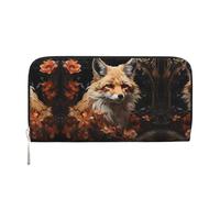 WZYCWB Cartera con cremallera estampada de zorros y flores, perfecta para viajes, negocios y uso diario. Capacidad para teléfonos celulares y dinero en efectivo.