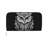 WZYCWB Cartera con cremallera impresa con dibujo abstracto de búho, perfecta para viajes, negocios y uso diario. Capacidad para teléfonos celulares y dinero en efectivo.