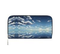 WZYCWB Cartera con cremallera impresa de cielo azul y nubes blancas perfecta para viajes, negocios y uso diario. Capacidad para teléfonos celulares y dinero en efectivo.