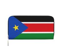 WZYCWB Cartera con cremallera impresa de la bandera de Sudán del Sur, perfecta para viajes, negocios y uso diario. Capacidad para teléfonos celulares y dinero en efectivo.