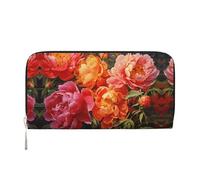 WZYCWB Cartera con cremallera impresa de peonías en plena floración perfecta para viajes, negocios y uso diario. Capacidad para teléfonos celulares y dinero en efectivo.