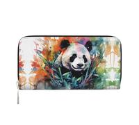 WZYCWB Cartera con cremallera impresa panda al óleo sobre lona, perfecta para viajes, negocios y uso diario. Capacidad para teléfonos celulares y dinero en efectivo.