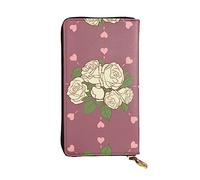 WZYCWB Cartera de cuero, bolsa de mano de 7.5 x 4.1 pulgadas de largo, compartimento con cremallera, gran almacenamiento, buen regalo para amigos, rosa blanca del amor impresa