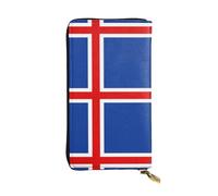 WZYCWB Cartera de cuero, bolsa de mano de 7.5 x 4.1 pulgadas de largo, compartimento con cremallera, gran almacenamiento, buen regalo para amigos, bandera de Islandia impresa