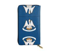 WZYCWB Cartera de cuero, bolsa de mano de 7.5 x 4.1 pulgadas de largo, compartimento con cremallera, gran almacenamiento, buen regalo para amigos, bandera del estado de Luisiana impresa