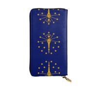 WZYCWB Cartera de cuero, bolsa de mano de 7.5 x 4.1 pulgadas de largo, compartimento con cremallera, gran almacenamiento, buen regalo para amigos, bandera del estado de Indiana impresa