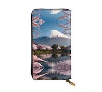 WZYCWB Cartera de cuero, bolsa de mano de 7.5 x 4.1 pulgadas de largo, compartimento con cremallera, gran almacenamiento, buen regalo para amigos, monte Fuji a principios de primavera. Impreso