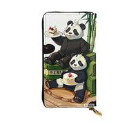 WZYCWB Cartera de cuero, bolsa de mano de 7.5 x 4.1 pulgadas de largo, compartimento con cremallera, gran almacenamiento, buen regalo para amigos, pandas de padre e hijo impreso