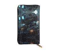 WZYCWB Cartera de cuero, bolsa de mano de 7.5 x 4.1 pulgadas de largo, compartimento con cremallera, gran almacenamiento, buen regalo para amigos, futuro robot impreso