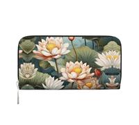 WZYCWB Cartera estampada con cremallera Lotus in the Pond perfecta para viajes, negocios y uso diario. Capacidad para teléfonos celulares y dinero en efectivo.