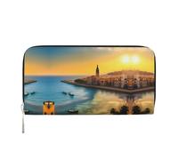 WZYCWB Cartera estampada con cremallera Sunset in Barcelona perfecta para viajes, negocios y uso diario. Capacidad para teléfonos celulares y dinero en efectivo.