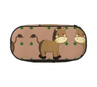 WZYCWB Cartoon Donkey - Estuche para lápices de gran capacidad, caja de almacenamiento multifuncional, portátil y duradero, para suministros de oficina y escuela, Black, Talla única, Estuche de