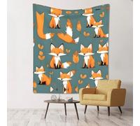 WZYCWB Colgante decorativo de pared con estampado de zorro amarillo, 152 x 129,5 cm, adecuado para decoración del hogar, fiestas de camping