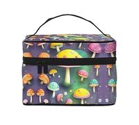 WZYCWB Colorful Dream Mushroom - Bolsa de cosméticos grande para mujer, bolsa de cosméticos portátil de gran capacidad, bolsa de cosméticos de viaje para niñas, color negro, talla única, color negro