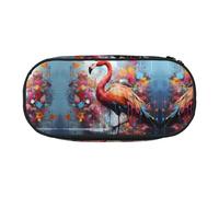 WZYCWB Colorful Flamingos - Estuche para lápices de gran capacidad, caja de almacenamiento multifuncional, portátil y duradero, para suministros de oficina y escuela, Black, Talla única, Estuche de