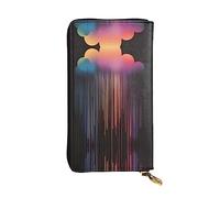 WZYCWB Colorida cartera de cuero de lluvia arcoíris, compartimento con cremallera de gran capacidad, buen regalo para amigos, bolso de mano de 7.5 x 4.1 pulgadas de largo, negro, talla única, negro