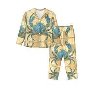 WZYCWB Conjunto de pijama de manga larga con estampado de garra azul, cómodo y cálido para otoño e invierno, Negro, M-3XL