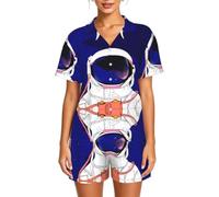 WZYCWB Cool Man in Outer Space Galaxy - Conjunto de pijama de manga corta para mujer, suave y transpirable, Negro, XL-6XL