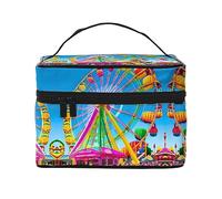 WZYCWB Corlorful Park - Bolsa de cosméticos grande para mujer, bolsa de cosméticos portátil de gran capacidad, bolsa de cosméticos de viaje para niñas, color negro, talla única, talla única, Black