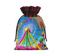 WZYCWB Corlorful Park - Bolsas de regalo de Navidad para decoración de suministros de fiesta de Navidad, bolsas de regalo de arpillera con cordón de 8.3 x 11.8 pulgadas, color block