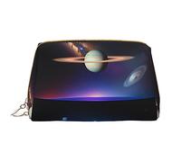 WZYCWB Cosmic Saturn - Bolsa de cosméticos portátil de piel para viajes, bolsa de almacenamiento de cosméticos de gran capacidad con bolsillos, color blanco, talla única