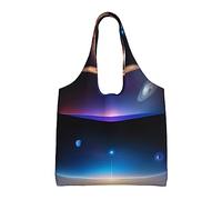 WZYCWB Cosmic Saturn - Bolsa de lona con un solo hombro, bolsa de lona diaria de moda, adecuada para viajes diarios y compras, color negro, talla única