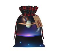 WZYCWB Cosmic Saturn - Bolsas de regalo de Navidad, bolsas de regalo de arpillera con cordón para suministros de fiesta de Navidad, bolsas de decoración, 8.3 x 11.8 pulgadas