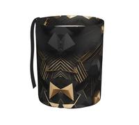 WZYCWB Cubo de basura colgante a cuadros negros y dorados, cubo de basura plegable para coche, accesorios de caja de almacenamiento de coche, adecuado para viajes, SUV, camión, sedán
