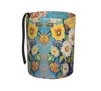 WZYCWB Cubo de basura colgante de flores al óleo sobre lienzo, adecuado para SUV, camión y coche, como caja de almacenamiento plegable para coche, accesorios prácticos y prácticos