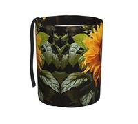 WZYCWB Cubo de basura colgante de girasol amarillo sobre fondo marrón, cubo de basura plegable para coche, accesorios de caja de almacenamiento de coche, adecuado para viajes, SUV, camión, sedán
