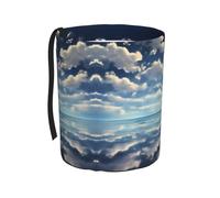 WZYCWB Cubo de basura colgante para coche, diseño de nubes blancas sobre el mar, cubo de basura plegable para coche, accesorios de caja de almacenamiento, adecuado para viajes, SUV, camión, sedán