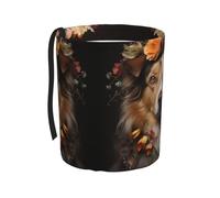 WZYCWB Cubo de basura para colgar en el coche, diseño de perro niña con flores, cubo de basura plegable para coche, accesorios de caja de almacenamiento, adecuado para viajes, SUV, camión, sedán