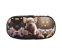 WZYCWB Cute Young Pig - Estuche para lápices de gran capacidad, caja de almacenamiento multifuncional, portátil y duradero, para suministros de oficina y escuela, Black, Talla única, Estuche de
