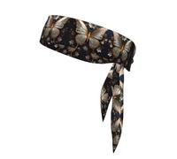 WZYCWB Diadema deportiva con patrón de mariposas doradas y blancas para bádminton, escalada de montaña y ciclismo, diadema que absorbe el sudor