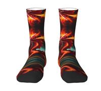 WZYCWB Dragon King - Calcetines deportivos elásticos con estampado blanco fuego, adecuados para correr, fitness y entrenamientos diarios, 2 Negro-2, Altoa única