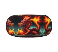 WZYCWB Dragon King in Fire - Estuche para lápices de gran capacidad, caja de almacenamiento multifuncional, portátil y duradero, para suministros de oficina y escuela, Black, Talla única, Estuche de