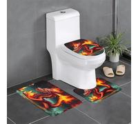 WZYCWB Dragon King in Fire - Juego de alfombras de baño de 3 piezas, felpudo de dormitorio, tapete de cocina, bañera y decoración del hogar