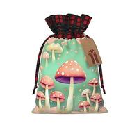 WZYCWB Dream Mushroom - Bolsas de regalo de Navidad para decoración de suministros de fiesta de Navidad, bolsas de regalo de arpillera con cordón de 8.3 x 11.8 pulgadas, color block