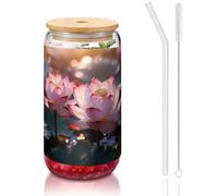 WZYCWB El Lotus in Full Bloom - Tapa de bambú impresa para café helado caliente y frío, té con leche y cerveza. Una elegante taza de agua.
