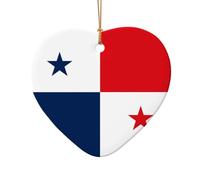 WZYCWB Esta bandera de Panamá de cerámica con forma de corazón impresa con un patrón es perfecta para fiestas de Navidad de invierno y decoración del hogar.