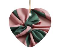 WZYCWB Esta bufanda de cerámica con forma de corazón para árbol de Navidad rosa y verde impresa con un patrón es perfecta para fiestas de Navidad de invierno y decoración del hogar.