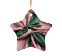 WZYCWB Esta bufanda de cerámica con forma de estrella para árbol de Navidad rosa y verde impresa con un patrón es perfecta para fiestas de Navidad de invierno y decoración del hogar.