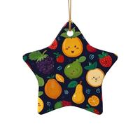 WZYCWB Esta imagen de fondo de cerámica con forma de estrella con forma de árbol de Navidad con forma de fruta impresa con un patrón es perfecta para fiestas de Navidad de invierno y decoración del