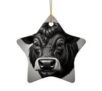 WZYCWB Esta letra de cabeza de toro de cerámica con forma de estrella impresa con un patrón es perfecta para fiestas de Navidad de invierno y decoración del hogar.