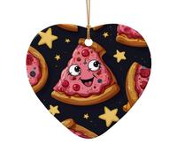 WZYCWB Esta pizza de cerámica con forma de corazón impresa con un patrón es perfecta para fiestas de Navidad de invierno y decoración del hogar.