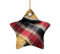 WZYCWB Esta tela de cerámica con forma de estrella para árbol de Navidad con líneas impresas con un patrón es perfecta para fiestas de Navidad de invierno y decoración del hogar.