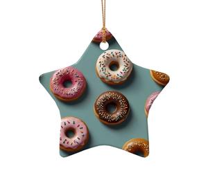 WZYCWB Estas donas de cerámica con forma de estrella para árbol de Navidad están bonitas impresas con un patrón que es perfecto para fiestas de Navidad de invierno y decoración del hogar.